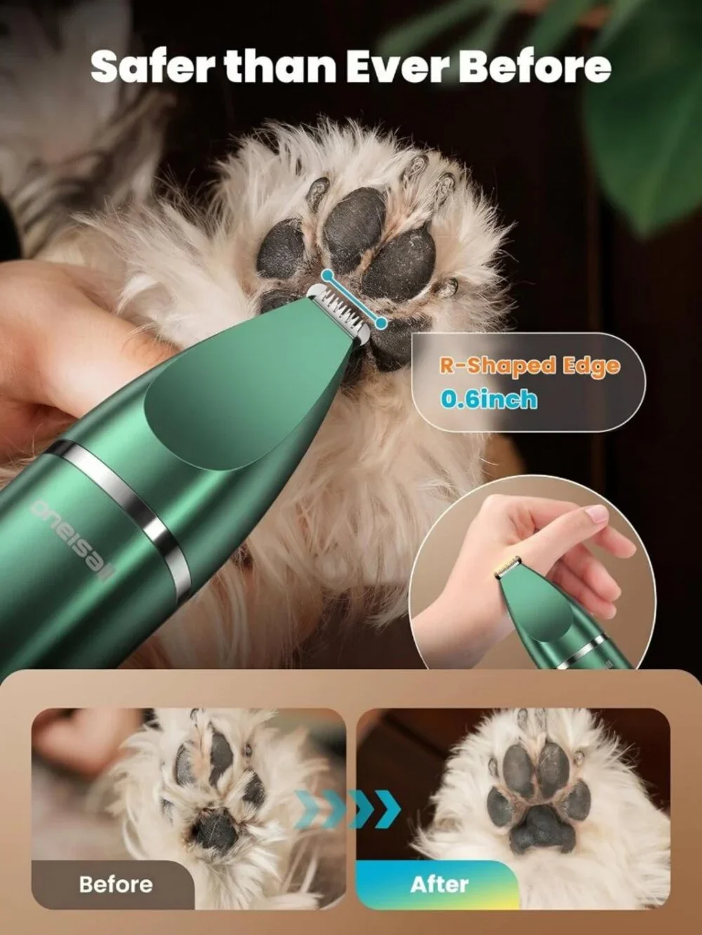 4-in-1 Dog Grooming Kit with LCD Display - Pet Clippers, Trimmer & Brush, Green